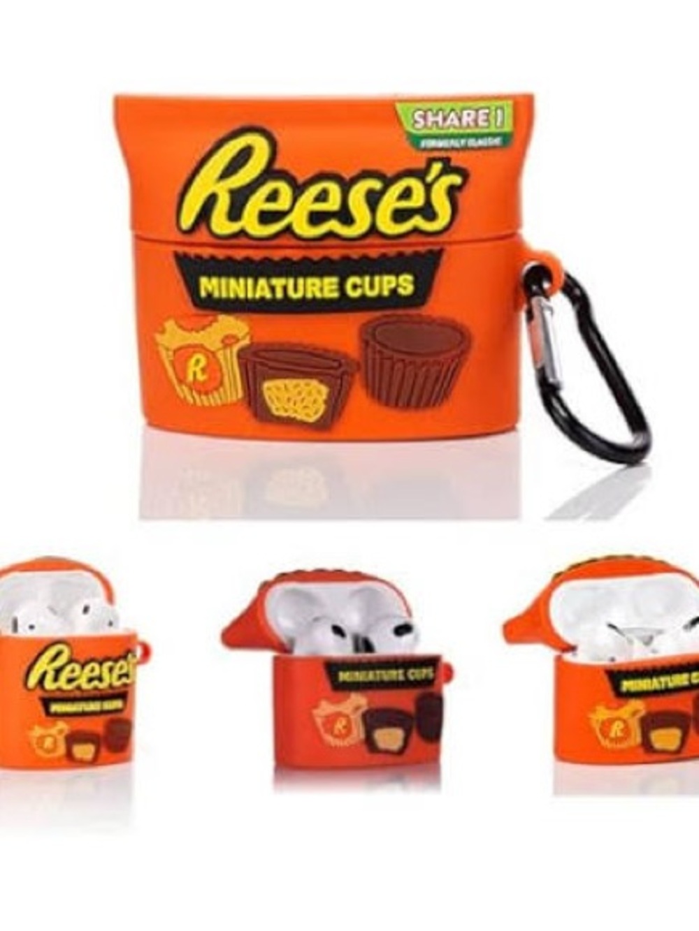 Reese's Orange Miniature Cups AirPods Case Cover with Carabiner